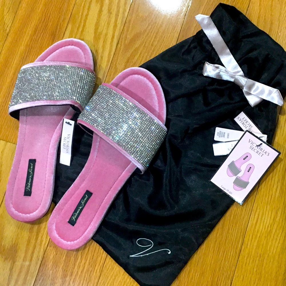NWT Victorias Secret’s Beautiful Embellish Sparkle Swede Sandals/Slipper…